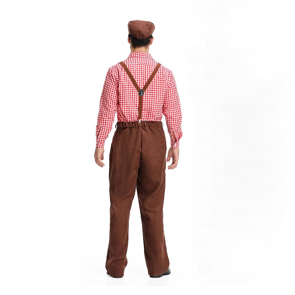 Générique Deguisement Detective Adulte Homme, Costume De DéTective Avec Salopette, Chemise à Carreaux, Chapeau De DéTective, Lunettes, Accessoires De Cosplay Pour Halloween, Carnaval, Fetes Noël #