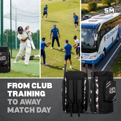 Image of SM Pro Duffle Cricket Kit Bag | Cricket Bag | Dual Bat Pockets | Ripstop Hard-Wearing Fabric | Lockable U-Zip | Rust-Proof Runners | Studded Base Protection | Full Kit Storage