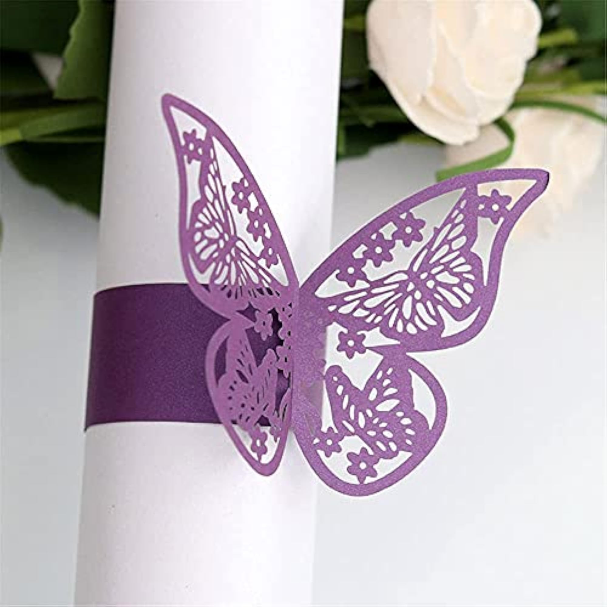 Pi-Pi 100pcs 3D Butterfly Paper Napkin Rings Party Decoration
