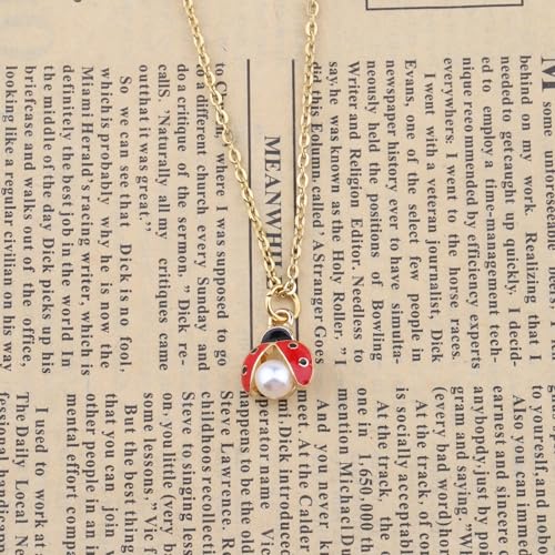 BEKECH Ladybug Necklace Good Luck Ladybug Daisy Pendant Necklace Good Luck Gifts For Friend Best Friend4
