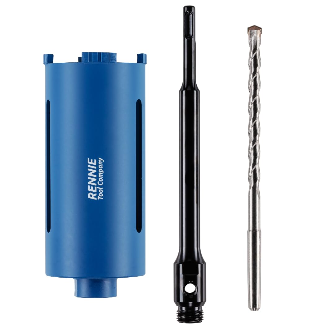 78mm x 150mm Long Diamond Core Drill Bit Set With SDS Adapter Centre Drill