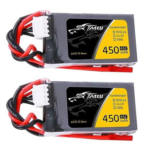TATTU 11.1V 450mAh 3S LiPo Battery Pack 45C with JST Plug(2 Pcs)