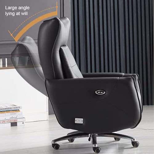 Kinnls Electric Elijah Power Recliner Executive Leather Office Chair Electric Ergonomic Home Office Chair With Cushion,Retractable Footrest,Adjustable Back (Cowhide Leather, White) #TOP2