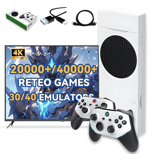 M88 Retro Game Console Retro Game Stick,40000+ Video Games,40+ Emulators,Support 4-Player Online Battles,4K HDMI Arcade Gaming Console with Dual 3D Rocker Plug and Play Emulator Console for TV (256G)