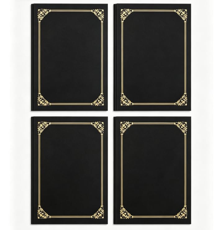 Certificate Holders 8.5x11 Inch Diploma Cover 25 Pack Certificate Covers with Gold Foil Border Certificate Folders forfor Graduations Business Competition Festival-Blcak (Blcak)