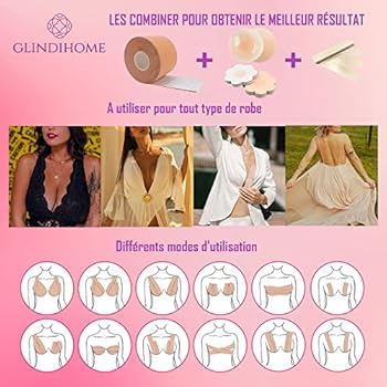 Boob Tape - Bande De Maintien Adhésive Réutilisable Pour Poitrine (bonnets A à G) Avec 10 Caches-tétons En Silicone