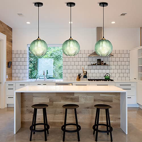 Pendelleuchte Glas 3-Flamming Pendellampe Esstisch,Grün Lampenschirm HöHenverstellbar Hängelampe Pendelleuchte,Moderne Glas Hängeleuchte Kronleuchter Pendellampe für Esszimmer, Schlafzimmer E27