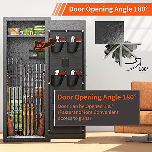 Atripark Fingerprint Rifle Gun Safe, Large Gun Safes For Home Rifle And Pistols With Led Light, Quick Access Gun Safes For Rifles And Shotguns, Gun Cabinets With Adjustable Pistol Rack, Pockets #TOP5