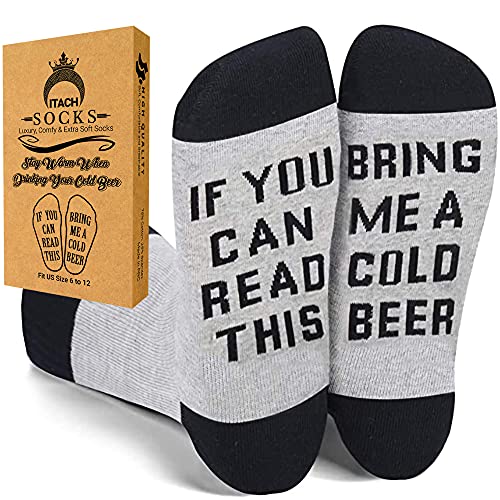 Funny Beer Socks + Gift Box - If You Can Read This Bring Me a Cold Beer - Valentines Day Gifts for Him | Best Beer Gifts Idea for Fathers Day