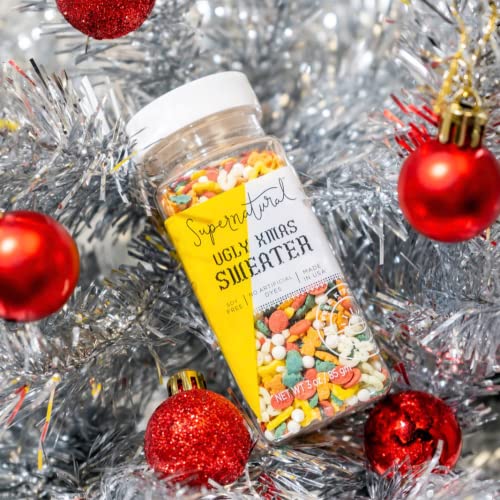 Ugly Xmas Sweater Sprinkles By Supernatural, No Artificial Dyes, Gluten Free, Vegan, Natural Color From Paprika & Spirulina, 3Oz #TOP5