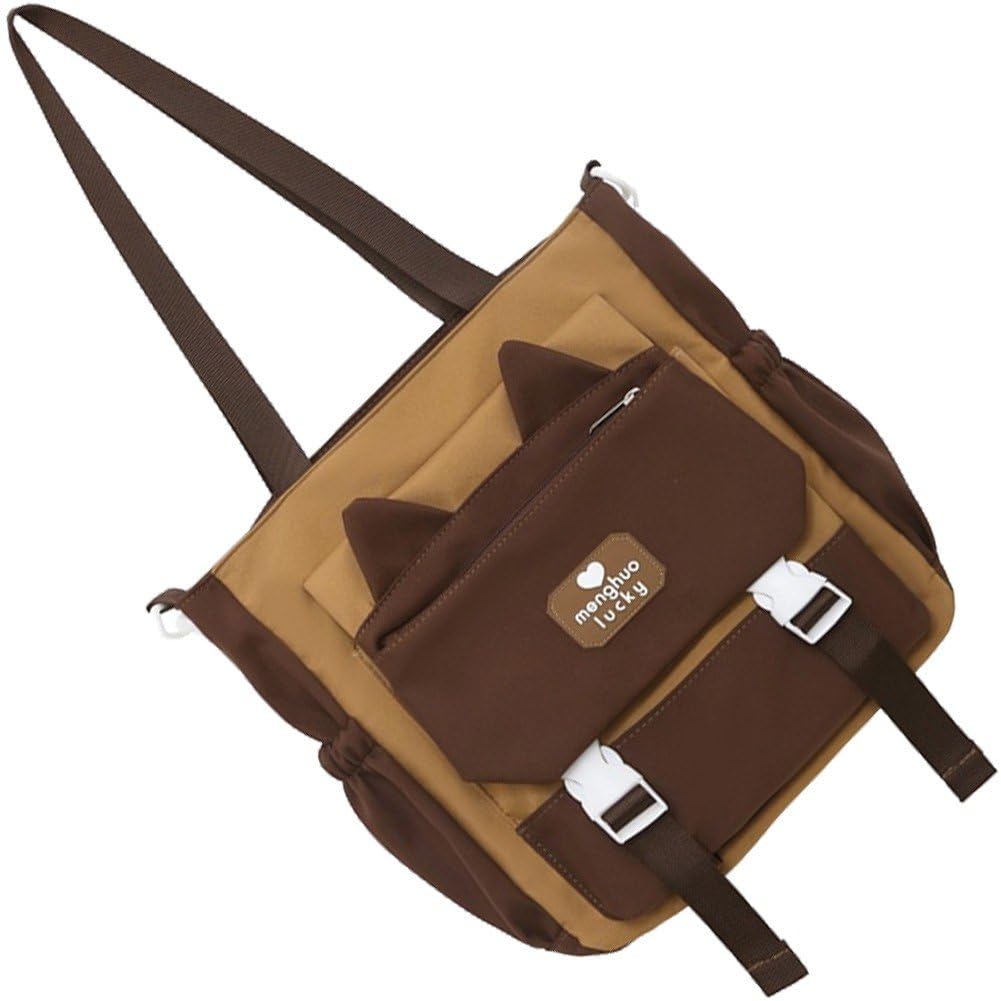 Sac fourre-tout à oreilles de chat mignon et grand pour femmes et cours universitaires