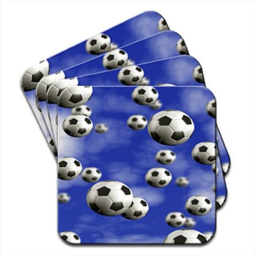 It's Raining Footballs Soccer Balls Set Of 4 Coasters