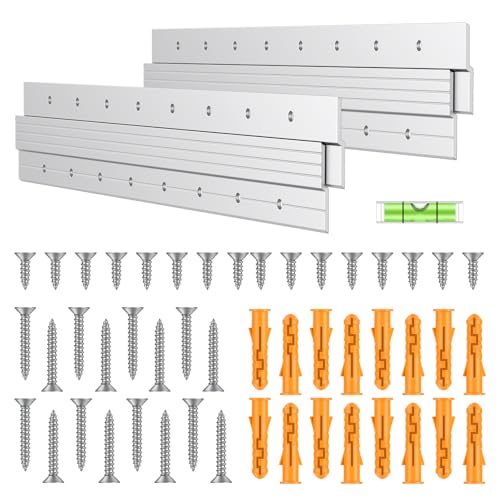 Uniclife 2 Pares de Colgador Francés 46 cm Carga 45 kg Colgador para Cuadros Francés de Alta Resistencia Herrajes para Colgar Espejos de Aleación de Aluminio Soporte de Montaje en Pared Clip