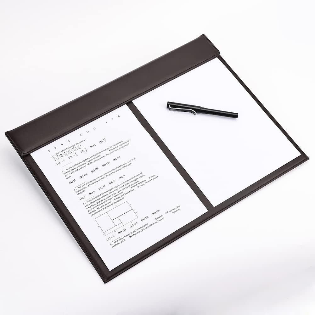 KINGFOM 18'x14' Leather Desk Pad & Blotter, A3 Protector Writing Mat with Paper Clip Brown