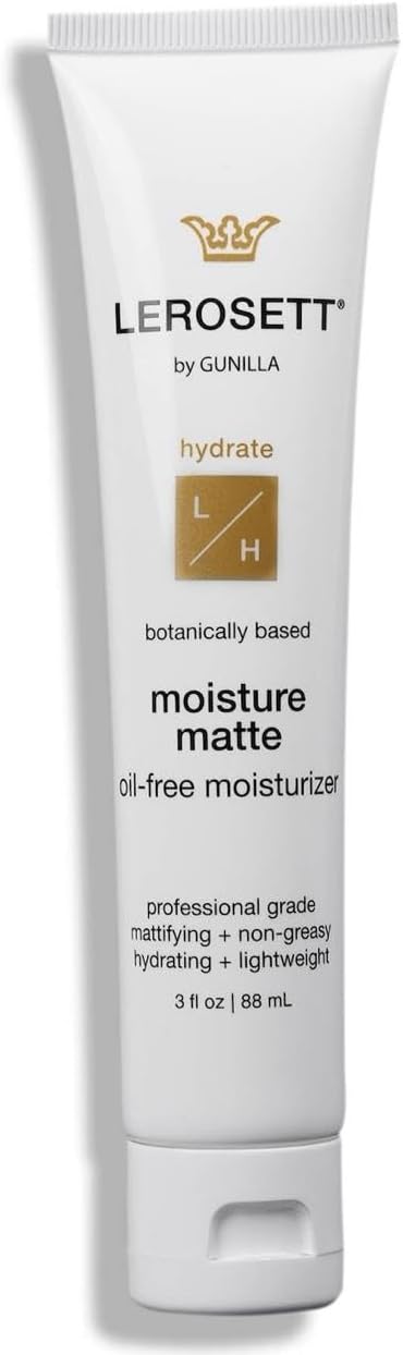 LEROSETT Oil-Free Moisturizer for Oily & Sensitive Skin, Lightweight Matte Hydration, Vegan Moisturizer, Aloe-Based with Vit-B5 + 7 Soothing Herbals, Non-comedogenic, Fragrance Free - 3 oz