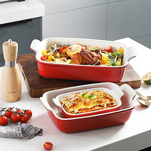 Sweejar Porcelain Bakeware Set For Cooking, Ceramic Rectangular Baking Dish Lasagna Pans For Casserole Dish, Cake Dinner, Kitchen, Banquet And Daily Use, 13 X 9.8 Inch(Red) #TOP4