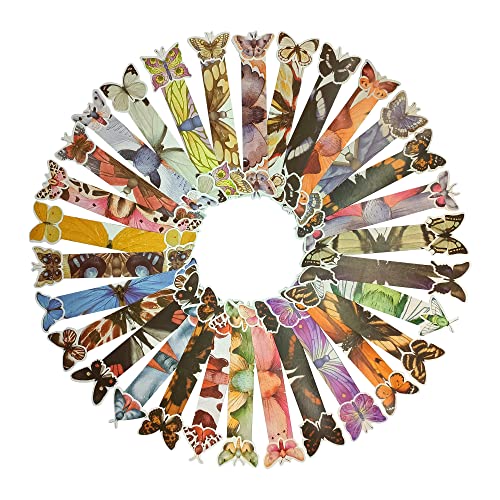 Wocoxo marcapáginas papel estilo natural, 30 marcapáginas bonitos perfectos para cualquier libro, prácticos artículos de oficina para estudiantes (mariposa)