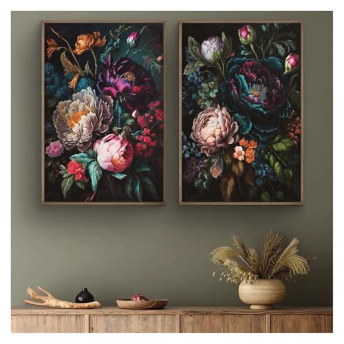 Póster de arte botánico de peonías en lienzo resistente de 30x40 para decoración moderna 3