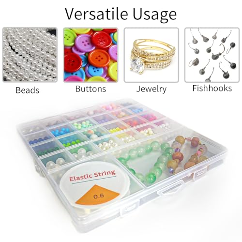 Image of 26 Grids Bead Organizer Box, Tackle Box Organizer, Plastic Jewelry Organizer Bead Containers for Organizing