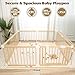 VZQQA Extra Large Wooden Baby Playpen,Play Pen for Babies and Toddlers Kids Indoor,Security Playard Area Indoor,Easy to Assemble (73x73x24 Inch)