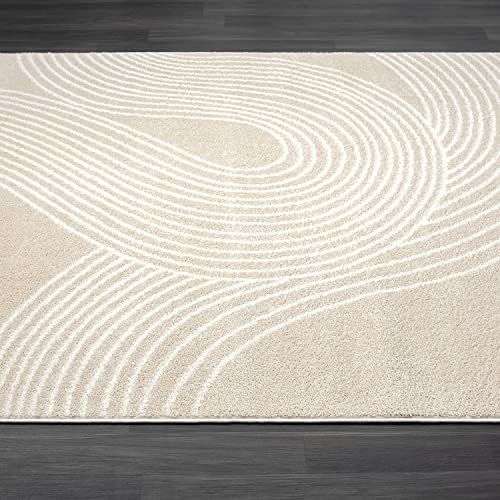 Abani Nuevo Collection Area Rug - Transitional Beige/Cream Design -7'9" x 10'2" - Easy to Clean - Durable for Kids & Pets - Non-Shedding - Medium Pile - Soft Feel - for Living Room, Bedroom & Office