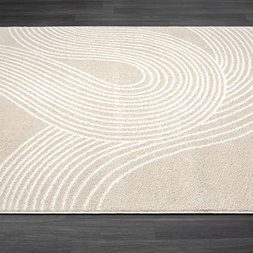 Abani Nuevo Collection Area Rug - Transitional Beige/Cream Design -4'X6' - Easy To Clean - Durable For Kids And Pets - Non-Shedding - Medium Pile - Soft Feel - For Living Room, Bedroom & Office #TOP5