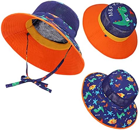 Baby Sun Hat Reversible - Mesh Breathable Summer Sunhat Wide Brim for Toddler Kids Boys Girls Beach Hats UPF 50+ Protection Cap Dinosaur