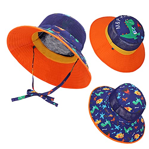Baby Sun Hat Reversible - Mesh Breathable Summer Sunhat Wide Brim For Toddler Kids Boys Girls Beach Hats Upf 50+ Protection Cap Dinosaur #TOP25