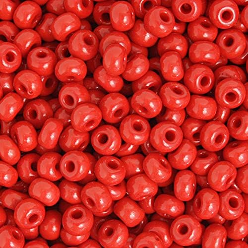 Czech Glass Seed Beads 2/0 (6.1mm Diameter) Opaque Red DIY Jewelry Making Beads - 500g Bulk Bag by Preciosa (Jablonex)