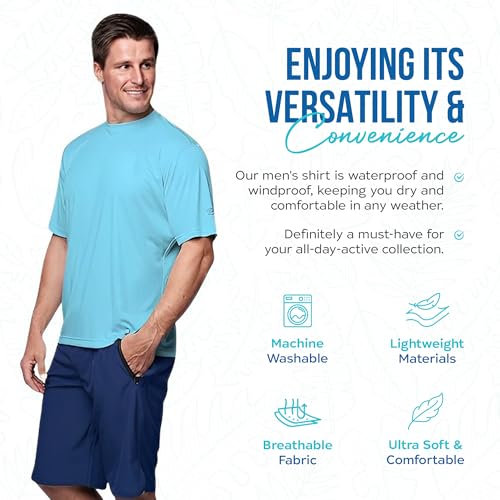 Banana Boat Men Rash Guard Short Sleeve tee Shirt for Men 100% Polyester | Waterproof | UPF 50+ | UV Protection | Quick-Dry | Aqua | Large4
