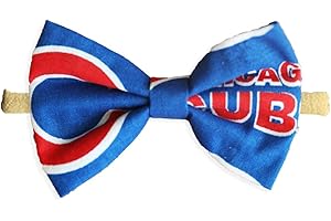 Chicago Baseball Newborn Baby Girl To Toddler Nylon Headband Bow - Made In USA