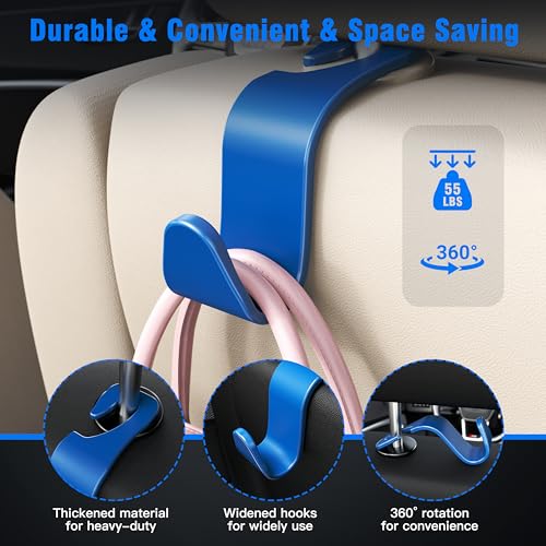 Image of 4-Pack Car Headrest Hooks Holds 55lbs Seat Storage Organizer for Bags