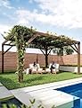 12x14 FT Cedar Wooden Pergola, Pergola with Retractable Shade Canopy, Quality Supported Structure, Wood Patio Pergolas for Backyard, Lawn, Outdoor Entertaining