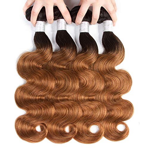 XYHair Hot Selling 4 Bundles Brazilian Ombre Body Wave Hair Grade 7A 100% Unprocessed Ombre Bundles Human hair Extensions(20202020, 1B/30)