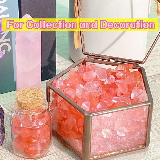 Image of YATOJUZI Cherry Quartz Aquarium Gravel Rocks Bulk Wholesale Tumbled Crystals Stones Chips Crushed Reiki Energy Balancing Gemstones for Planters Vase Filler Fountain Fish Tank Potted Decor 0.44LB