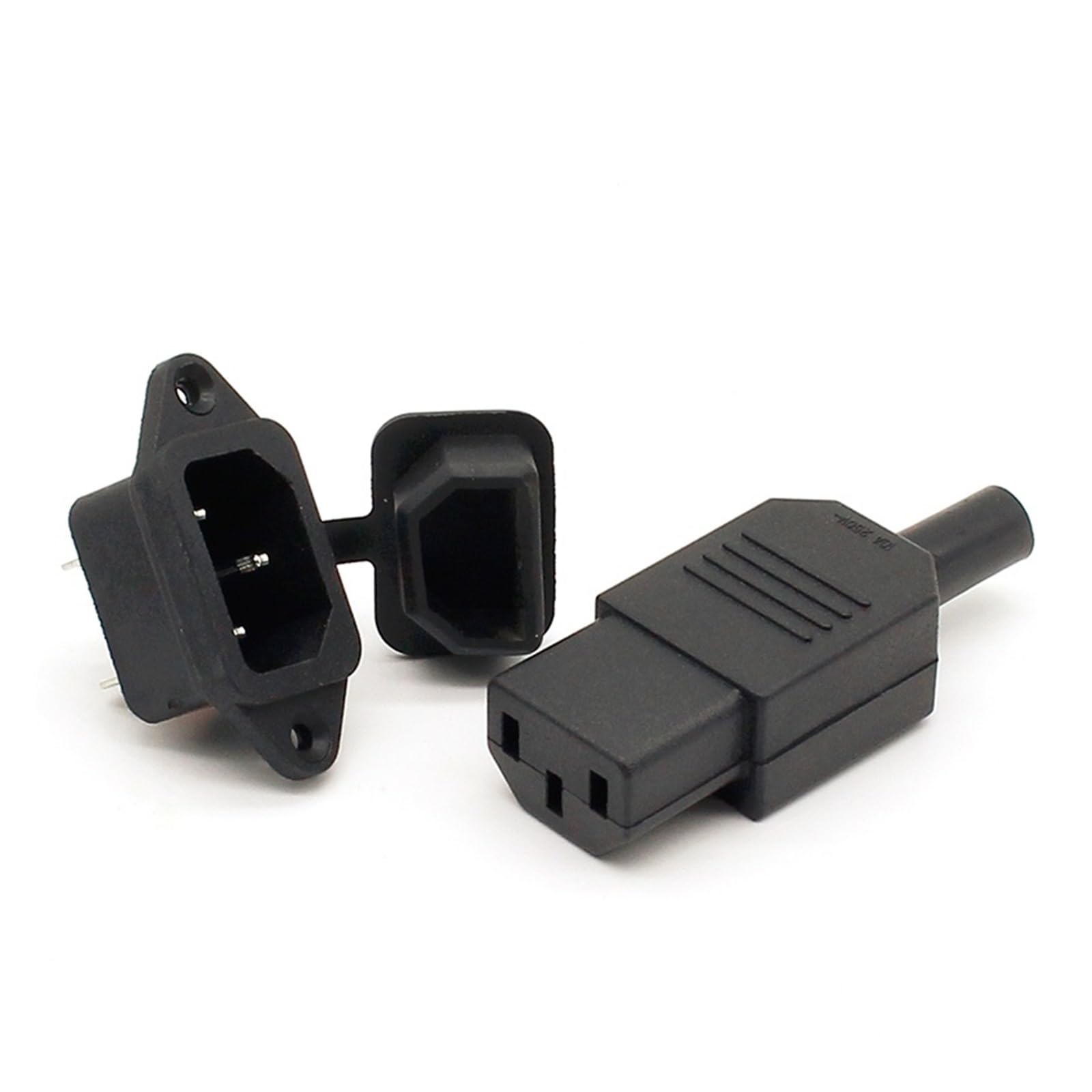 BKGWCSOR Black IEC 320 C13 Female +C14 Male Rewirable Power Connector 3pin Socket 10A /250V