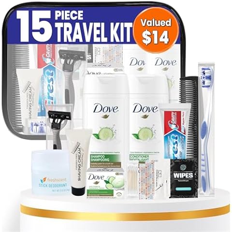 Stuhrling Bottle Trektote 15-Piece Travel Toiletry Kit Cover