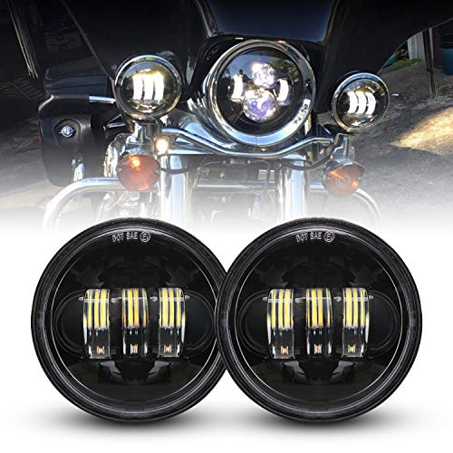 Image of LX-LIGHT Black 7 Inch Motorcycle LED Headlight with 4.5 Inch LED Passing Fog Lamps and Mounting Bracket Compatible with Street Glide Road King Fat Boy Ultra Classic Electra Tri Cvo Heritage Softail