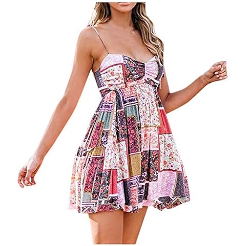 Women Maxi Dress Sexy V Neck Sleeveless Floral Print Sundress Strapless Beach Casual Summer Bohemian Off Shoulder Bandage Holiday Sweet Dress Cover