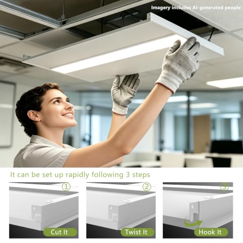 Image of Cortelco 2x4 LED Troffer Light,4 Colo Options 3000K-5000K,50W /40W /35W /30W /25W,Up to 7500 Lumens,0-10V Dimmable Drop Ceiling Lights,100-277V,ETL&DLC Listed,Commercial Grade,2 Pack