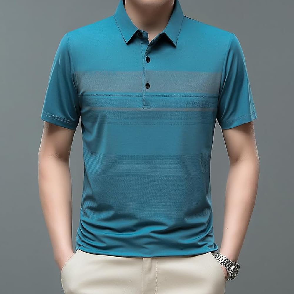 Amazon.com: Stylish Polo Shirt Men' Comfortable Printed Ice Silk