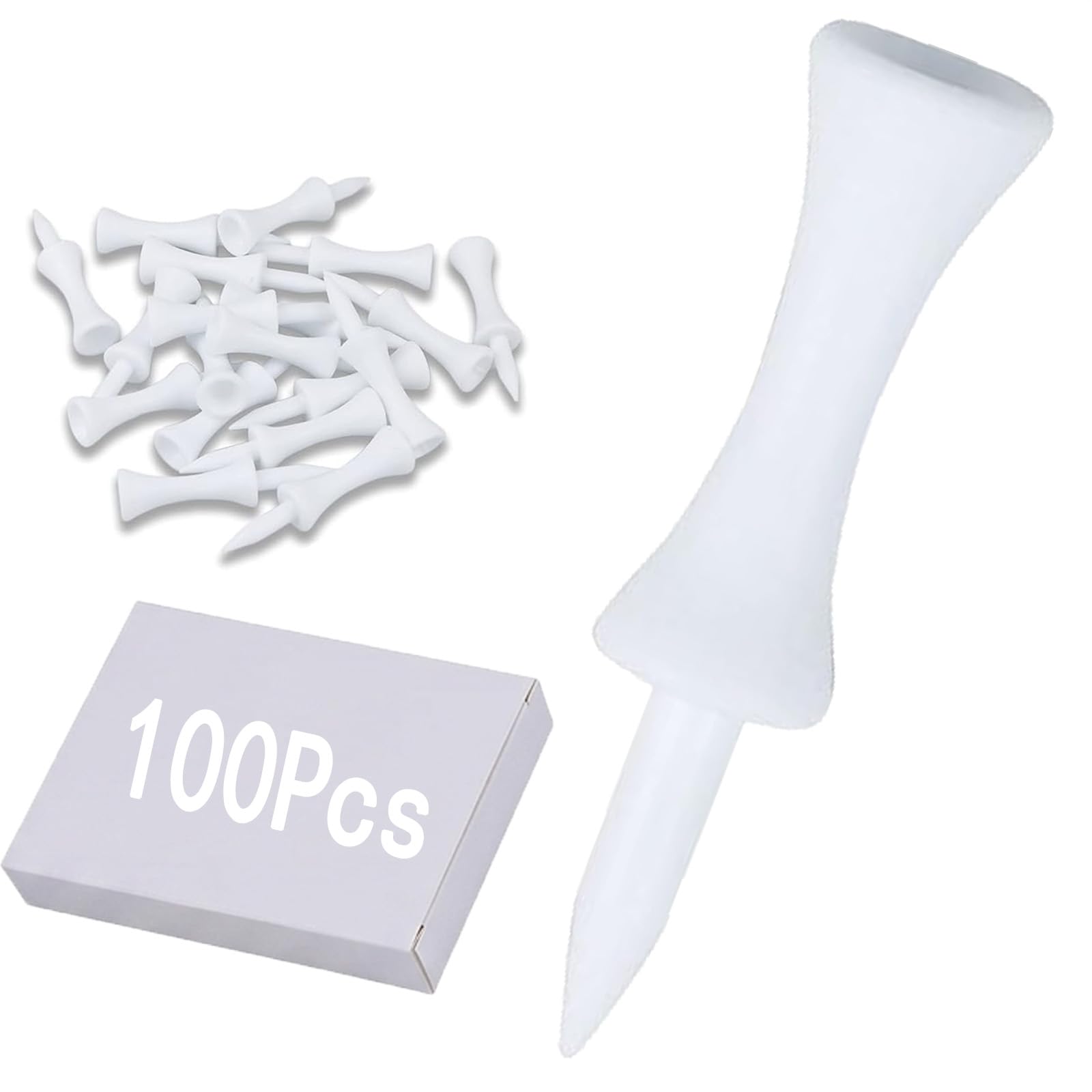 Xiciki 100 Pcs White Golf Tees, Castle Golf Tees 51mm, Golf Tees Plastic for Driving, Durable Castle Golf Tees - Ideal for Golf Practice