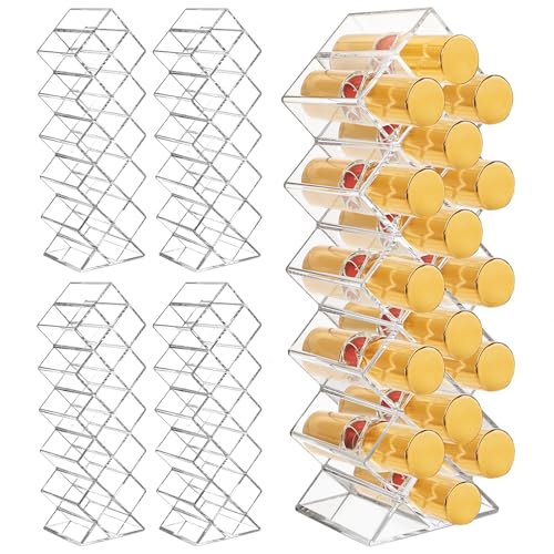 Cedilis 4 Pack Acrylic Lipstick Holder Organizer, 64 Slot Clear Lip Gloss Storage Organizer, Fish Shape Lipstick Display Stand Tower for Cosmetic Makeup and Dresser Display