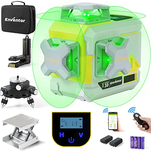 【Alta Visibilità e Precisione】: Il raggio laser verde 3D Bluetooth ha una migliore visibilità e precisione. Fornisce una precisione di livellamento di ± 3 mm a 10 m, se utilizzato con un rilevatore, la distanza di lavoro viene aumentata fino a 40 m. Il livello laser è ideale per piastrelle per pavimenti, installazioni fotografiche, porte, finestre o falegnameria per mobili, carta da parati appesa, ecc.