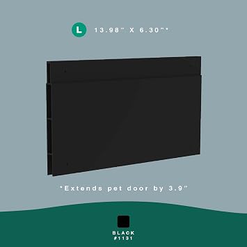 Hakuna Pets Patio Pet Door 3.9 Height Extension, Fits Screen Insert Panel for Large Doors, Black