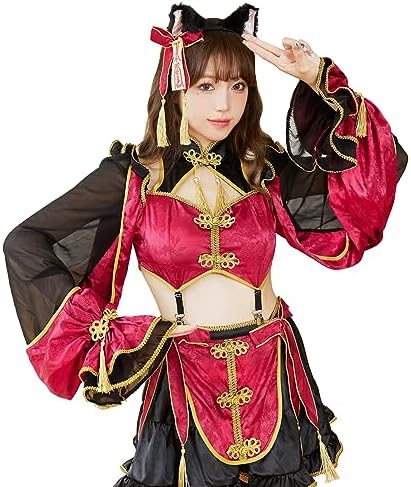 [Malymoon] 猫耳 キョンシー ネコ 猫 中華 お化け コスプレ 衣装 ハロウィン コスプレ コスチューム 衣装 仮装 マリームーン 7点セット【9682】 詳細画像1