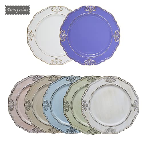 Spsyrine Antique White Charger Plates, Set Of 6 Embossed Baroque Chargers For Dinner Plates, Wedding, Party #TOP3