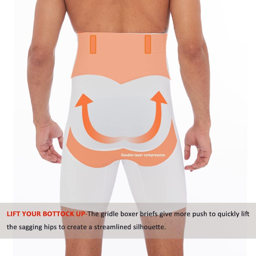 Men Tummy Control Shorts High Waist Slimming Compression Underwear Body Shaper Belly Girdle Boxer Briefs - Image 4