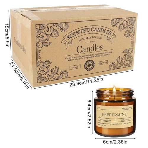 Image of 24-Pack 3.05oz Scented Candle Gift Sets - 12 scents Jars Natural Soy Wax for Women, Home Decoration and Elegant Occasions