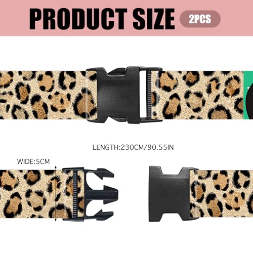 Image of Nuxovilar Luggage Straps of 2 Set Classic Leopard Pattern 1.96x70.86in | Suitcases, Travel Essentials for 22-28 Inch Luggage,Durable for Fashion - Forward Travelers